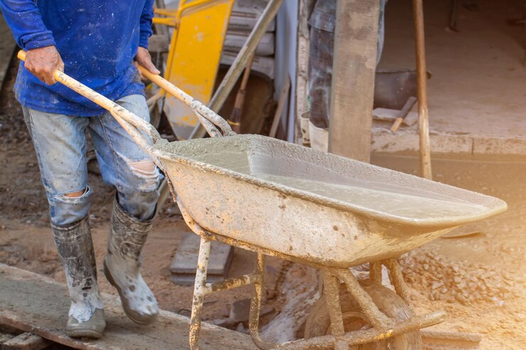 workers pour concrete construction sitesteel bars used floor construction working workers pour construction residential buildingxa 38161 1882